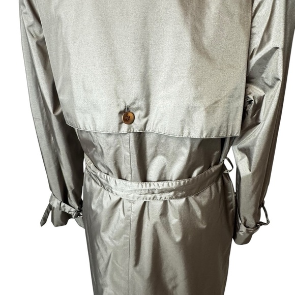 Vtg British Mist Long Trench Coat Women's size 14 Champagne Shimmer academia - Picture 7 of 16